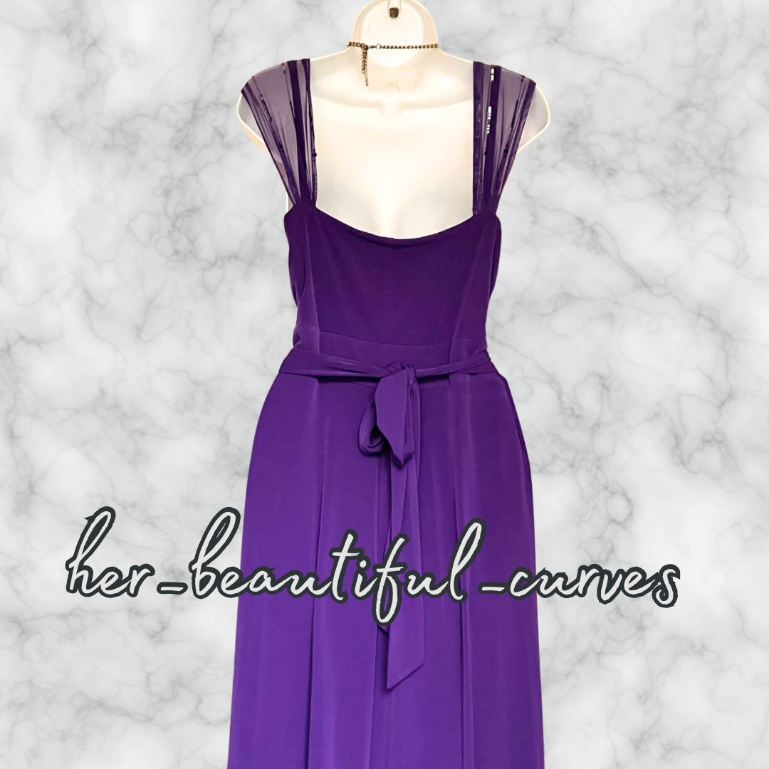 DAVID EMANUEL PURPLE SEQUINS WEDDING OCCASION EVENING PARTY DRESS SIZE 22
