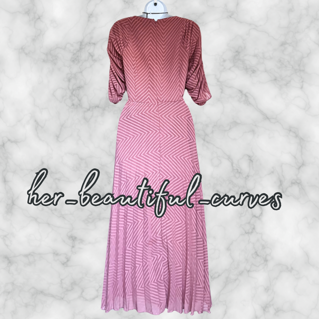 ASOS ZIGZAG PATTERN PLEATED OCCASION WEDDING PARTY DRESS SIZE 16