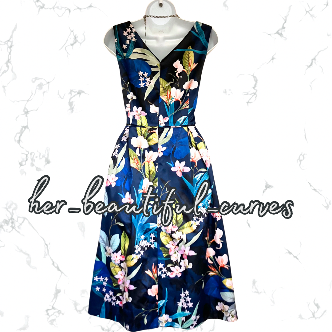 MONSOON FLORAL PRINT WEDDING OCCASION PARTY DRESS SIZE 16