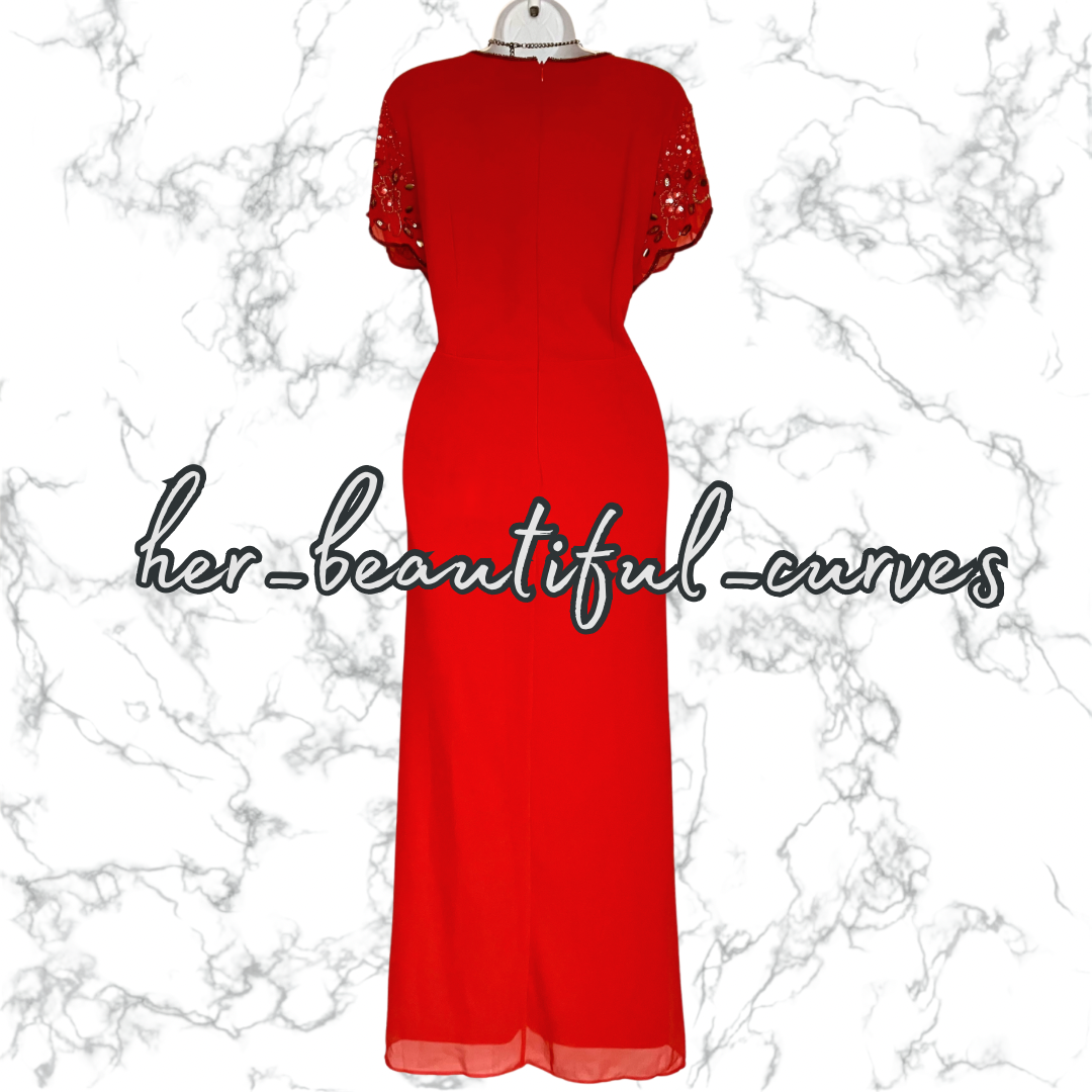 JOANANHOPE BEADED SEQUINED EMBELLISHED OCCASION EVEING PARTY DRESS SIZE 20