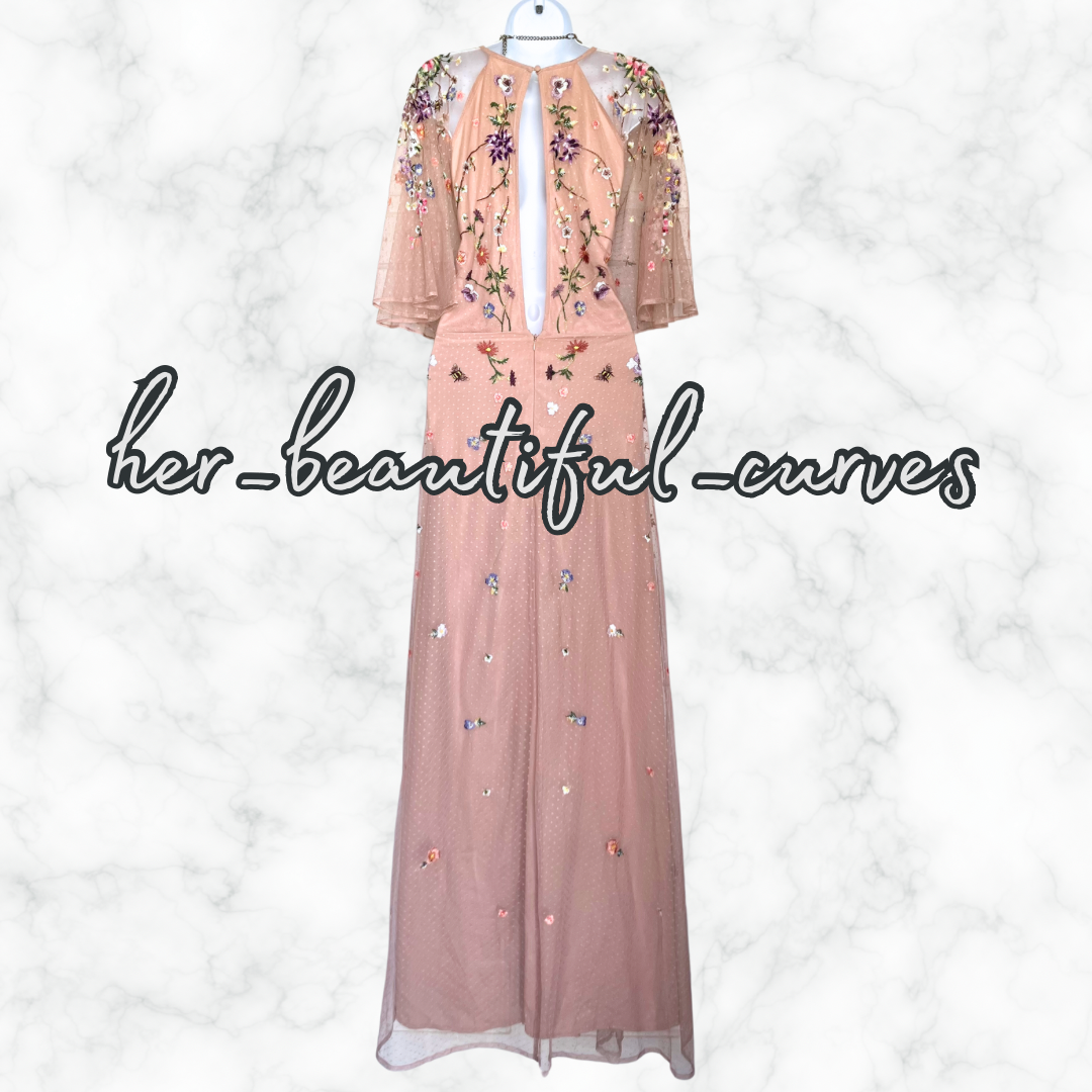 ASOS EMBROIDERED FLORAL WEDDING OCCASION PARTY MAXI FLOOR LENGTH DRESS SIZE 24