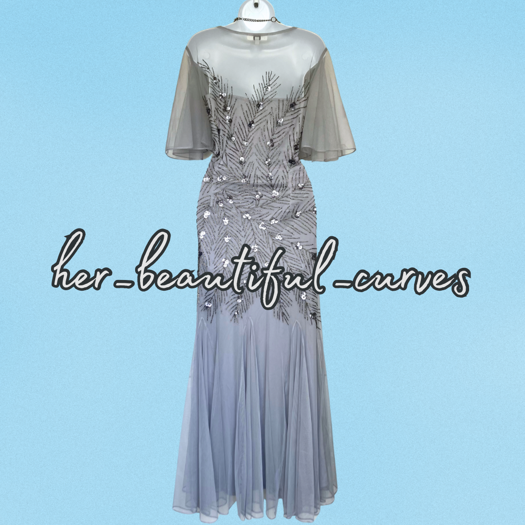 JOANNA HOPE SEQUINED BEADED EMBELLISHED OCCASION EVENING PARTY DRESS SIZE 16