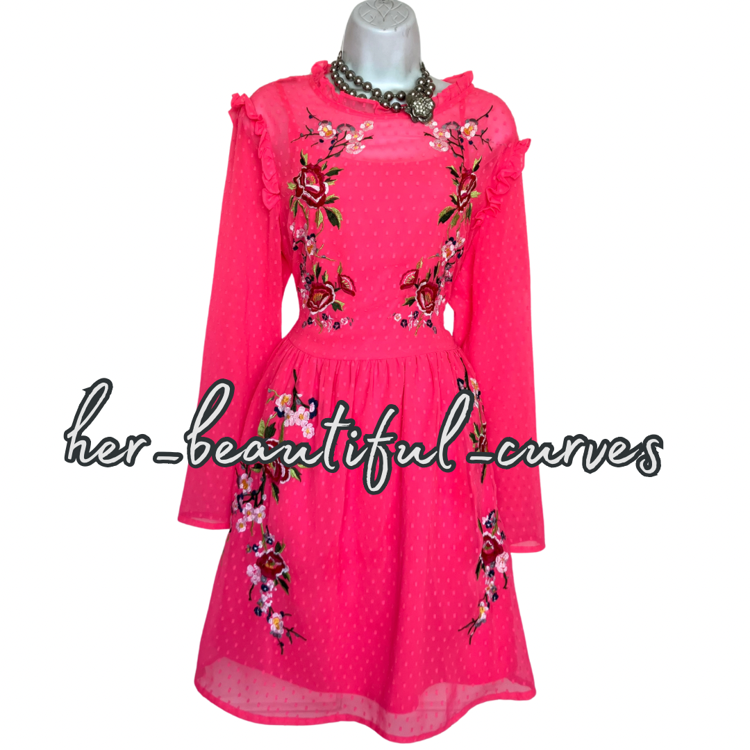 ASOS EMBROIDERED FLORAL WEDDING OCCASION PARTY DRESS SIZE 16