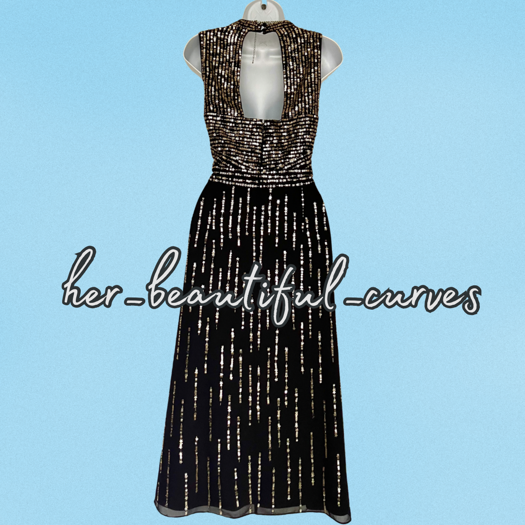 MONSOON SHIMMERING SEQUINS WEDDING OCCASION EVENING PARTY DRESS SIZE 16
