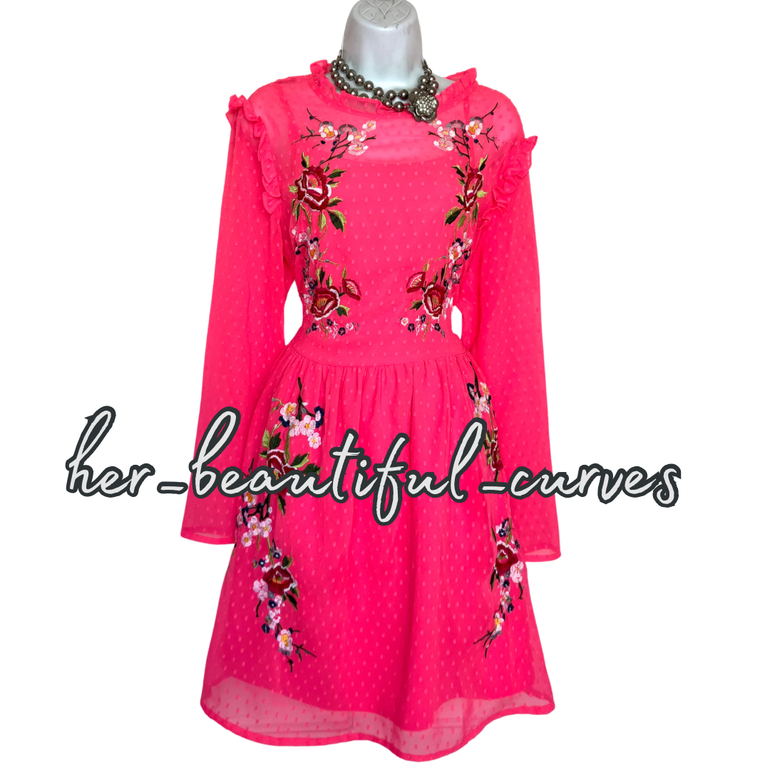 ASOS EMBROIDERED FLORAL WEDDING OCCASION PARTY DRESS SIZE 16