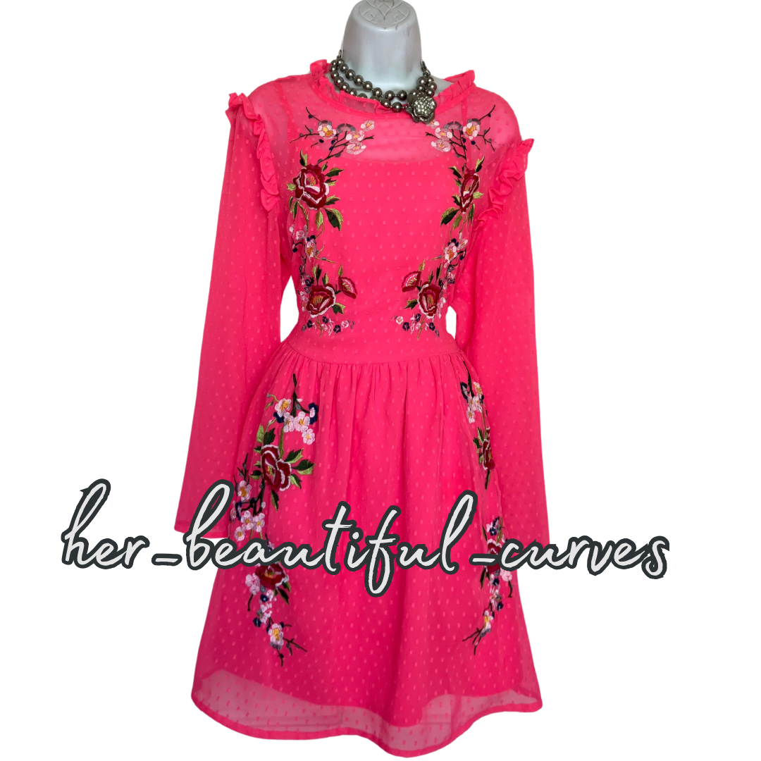 ASOS EMBROIDERED FLORAL WEDDING OCCASION PARTY DRESS SIZE 16