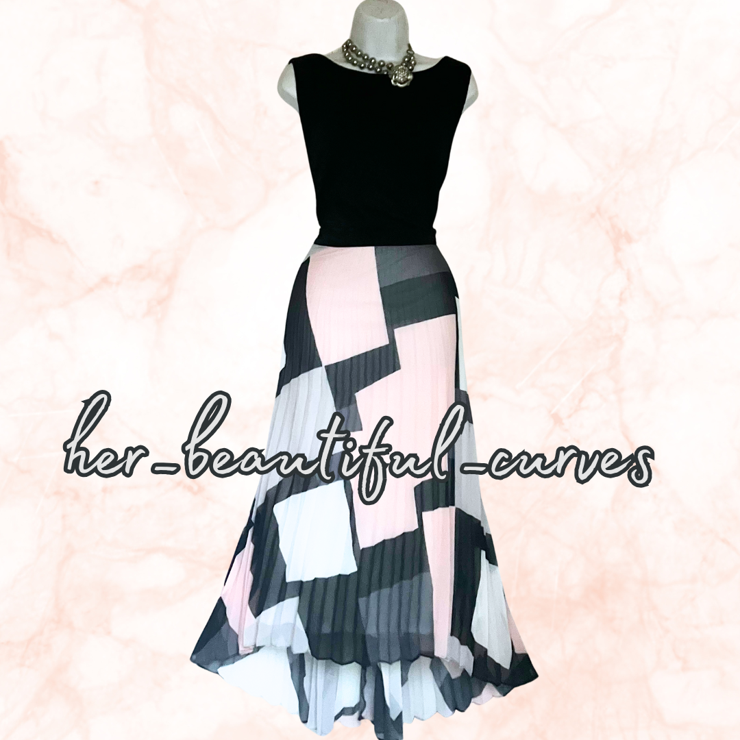 ROMAN ART DECO PRINT PLEAR WEDDING OCCASION HI LOW PARTY DRESS SIZE 20