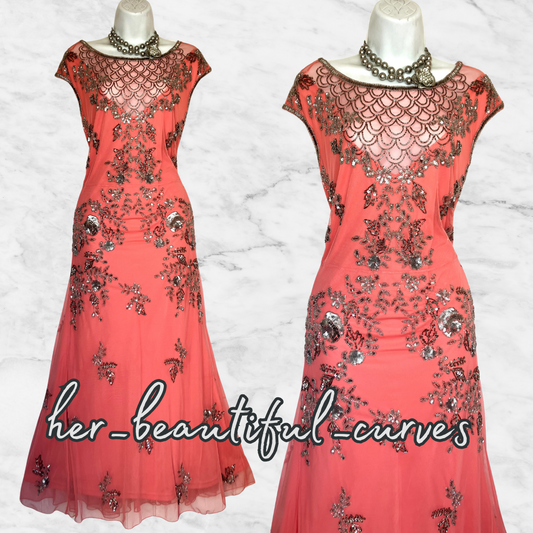 JOANNA HOPE SEQUINED BEADED EMBELLISHED WEDDING OCCASION PARTY DRESS SIZE 18 new