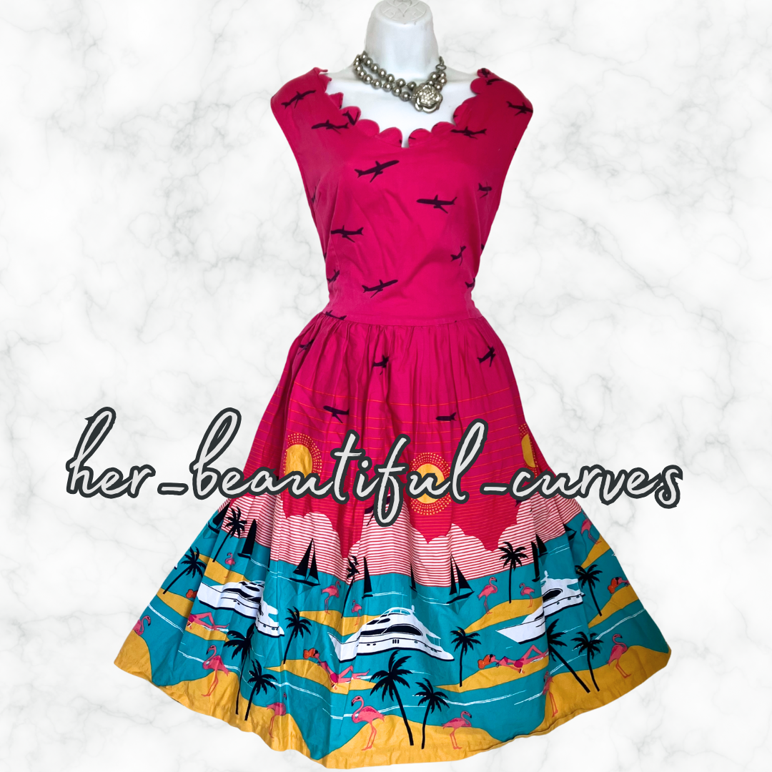 LINDY BOP 50s VINTAGE STYLE OCCASION PARTY DRESS SIZE 16