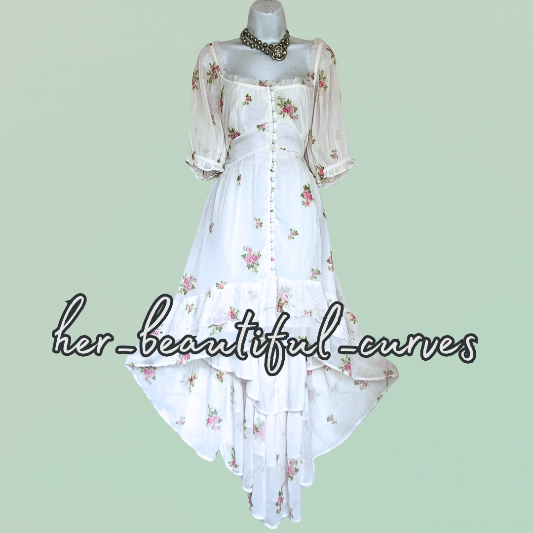 ASOS FLORAL PRINT HI LOW WEDDING OCCASION PARTY DRESS SIZE 18