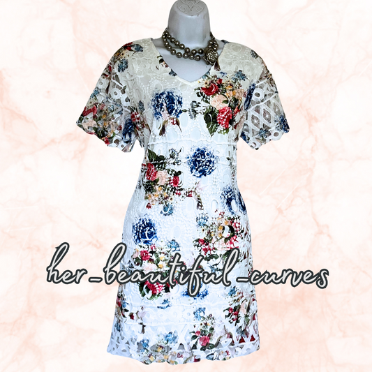JOE BROWNS EMBROIDERED LACE PARTY DRESS SIZE 16 new with tags