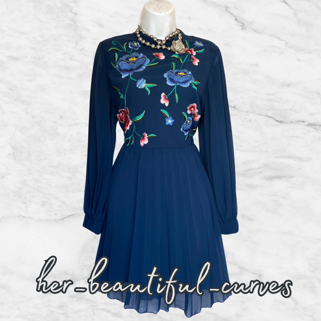 ASOS EMBROIDERED FLORAL WEDDING OCCASION PARTY DRESS SIZE 14