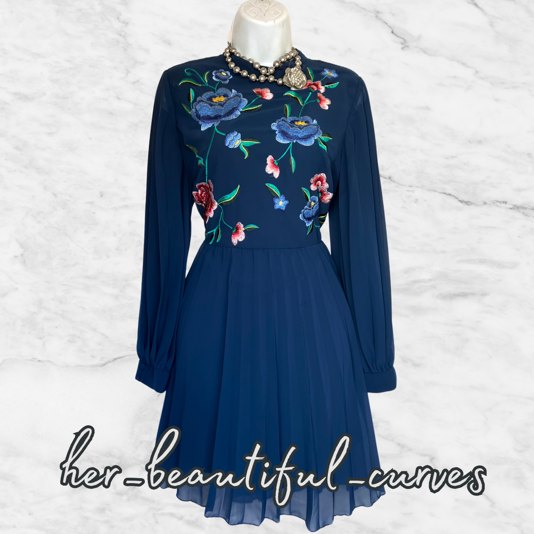 ASOS EMBROIDERED FLORAL WEDDING OCCASION PARTY DRESS SIZE 14