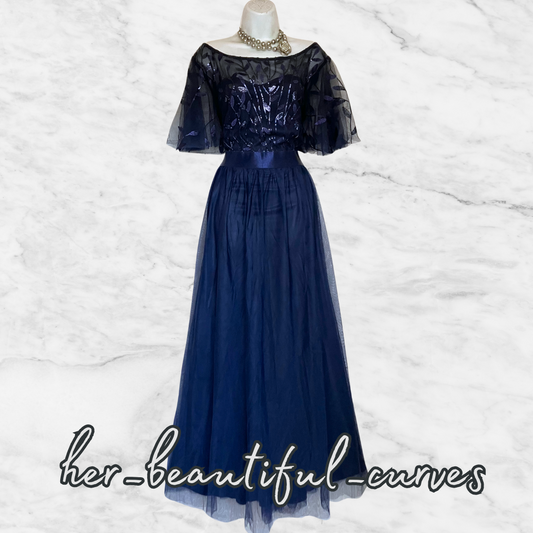 EVER PRETTY EMBROIDERED SEQUINED WEDDING OCCASION PARTY DRESS SIZE 28 fits 22