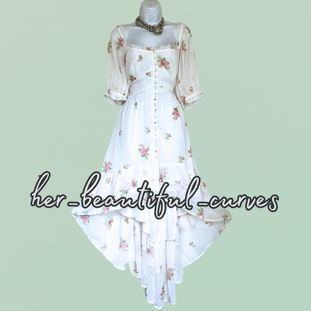 ASOS FLORAL PRINT HI LOW WEDDING OCCASION PARTY DRESS SIZE 18