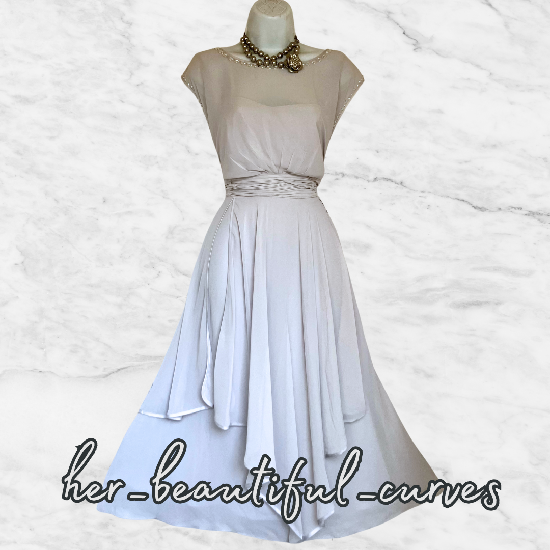 MONSOON PEARLED BEADED WEDDING OCCASION PARTY DRESS SIZE 16