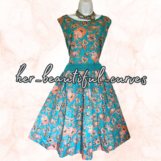 MONSOON COTTON HERITAGE FLORAL PRINT 50s Style OCCASION PARTY DRESS SIZE 20