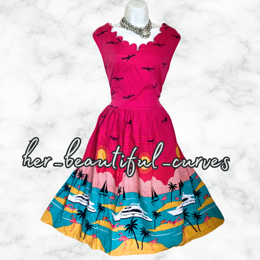 LINDY BOP 50s VINTAGE STYLE OCCASION PARTY DRESS SIZE 16