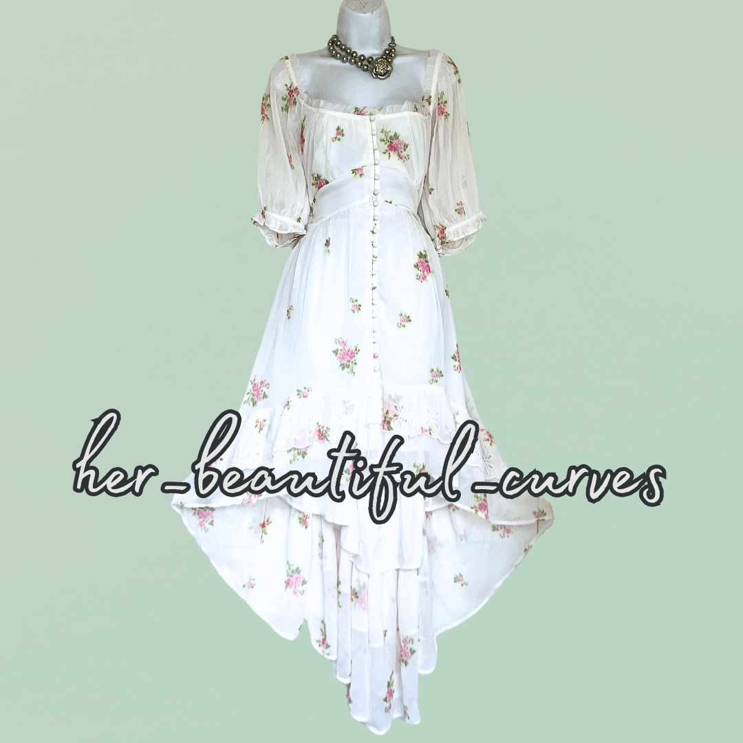 ASOS FLORAL PRINT HI LOW WEDDING OCCASION PARTY DRESS SIZE 18