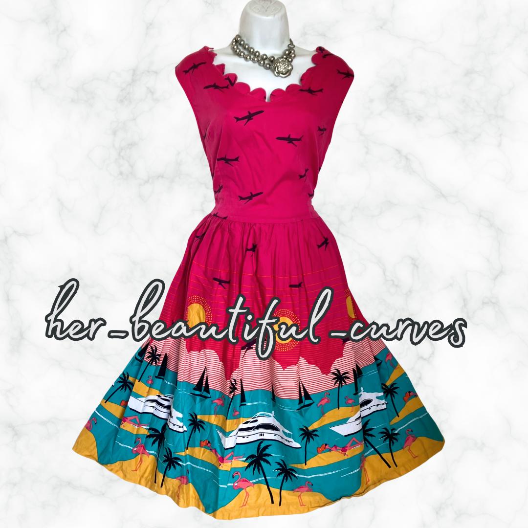 LINDY BOP 50s VINTAGE STYLE OCCASION PARTY DRESS SIZE 16