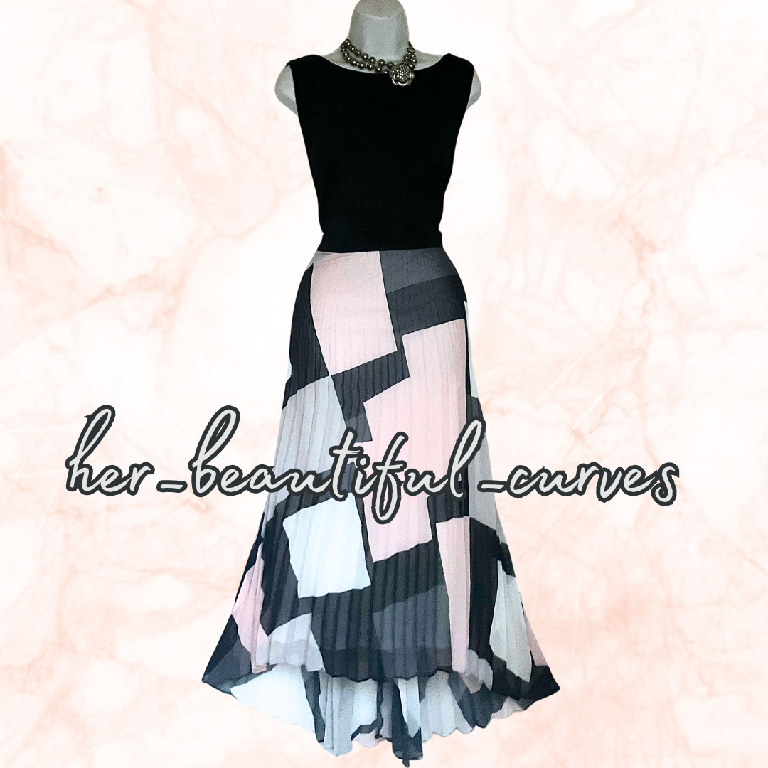 ROMAN ART DECO PRINT PLEAR WEDDING OCCASION HI LOW PARTY DRESS SIZE 20