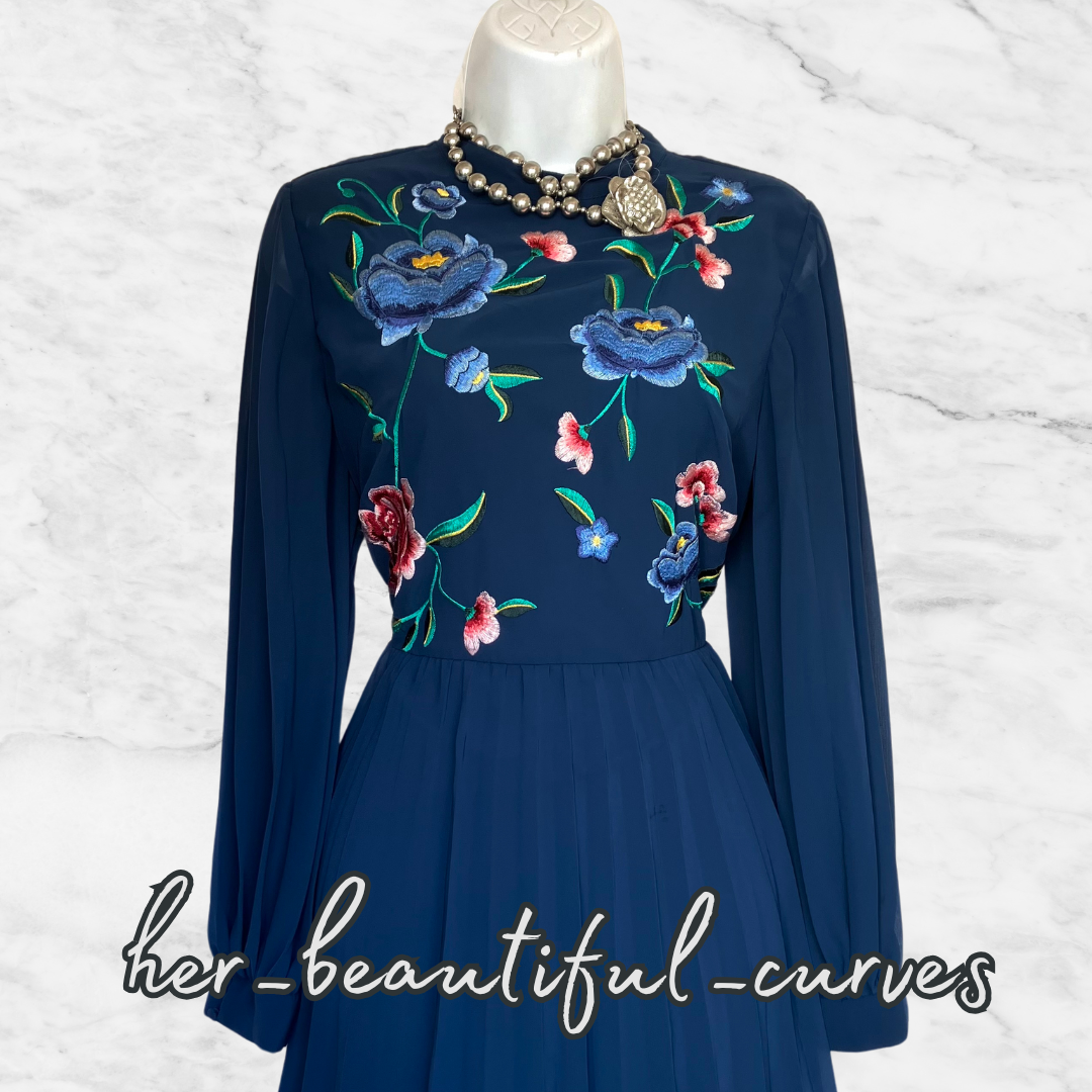 ASOS EMBROIDERED FLORAL WEDDING OCCASION PARTY DRESS SIZE 14