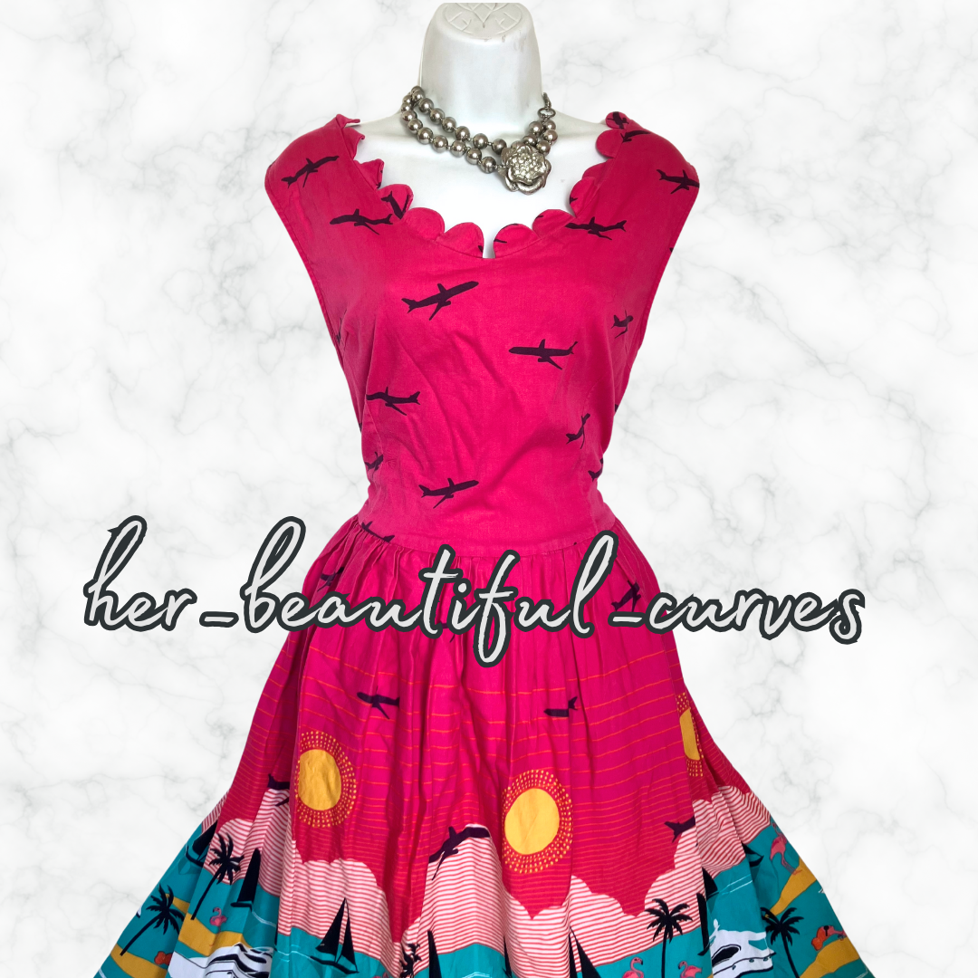 LINDY BOP 50s VINTAGE STYLE OCCASION PARTY DRESS SIZE 16