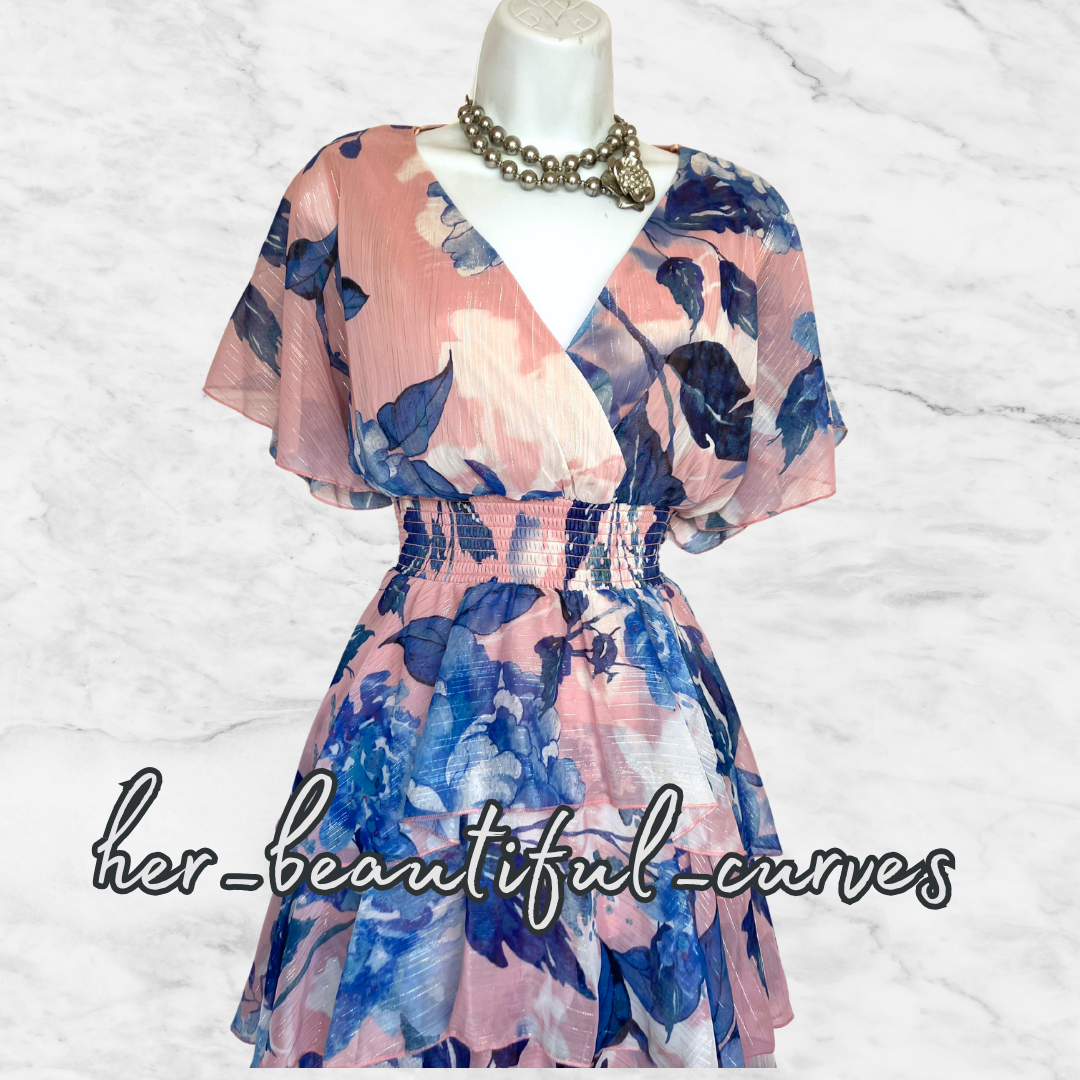 QUIZ FLORAL PRINT TIERED HI LOW OCCASION WEDDING PARTY DRESS SIZE 16