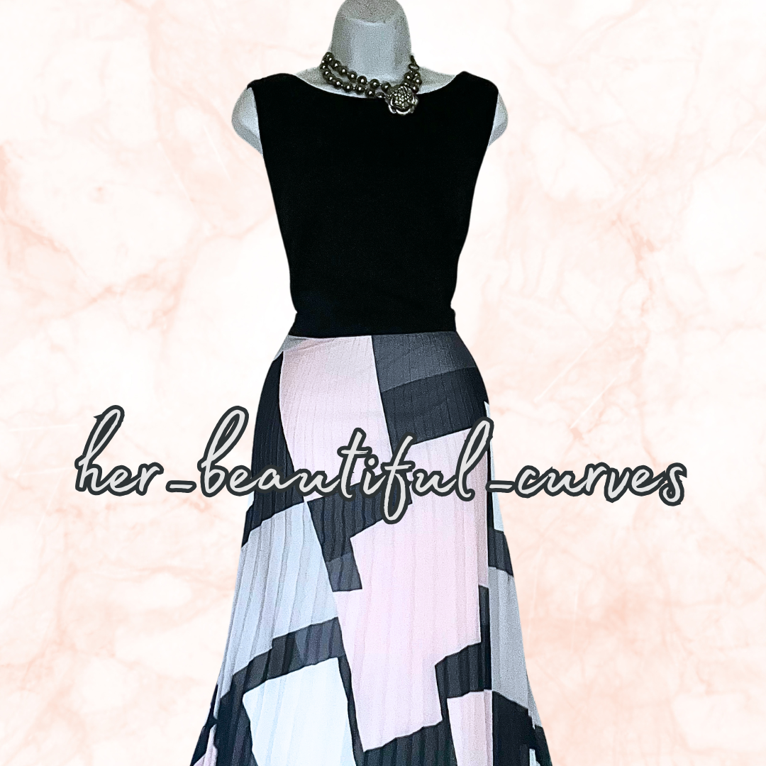 ROMAN ART DECO PRINT PLEAR WEDDING OCCASION HI LOW PARTY DRESS SIZE 20