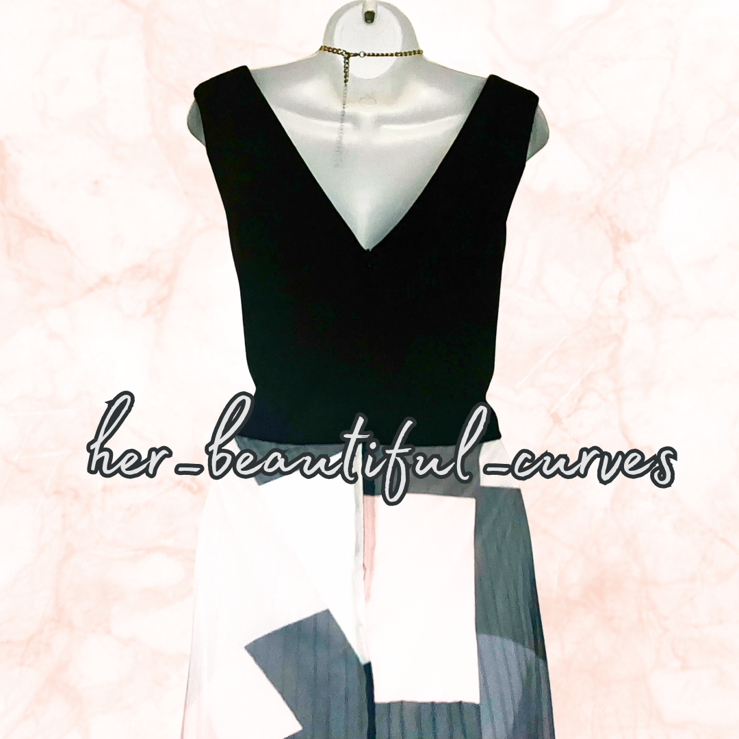 ROMAN ART DECO PRINT PLEAR WEDDING OCCASION HI LOW PARTY DRESS SIZE 20