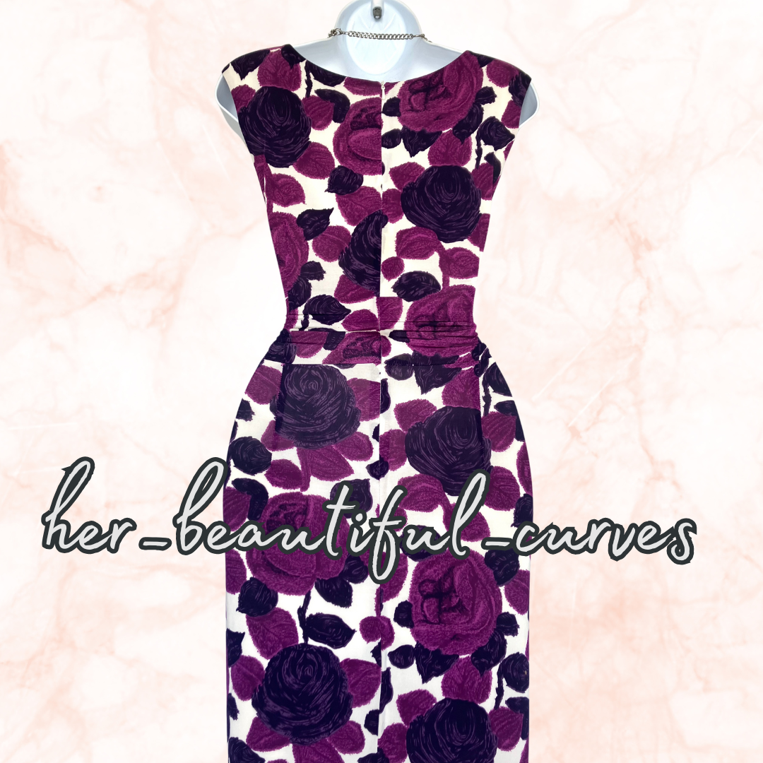 PHASE EIGHT FLORAL PRINT JERSEY WIGGLE WEDDING OCCASION PARTY DRESS SIZE 16