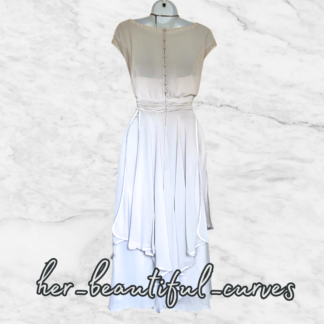 MONSOON PEARLED BEADED WEDDING OCCASION PARTY DRESS SIZE 16