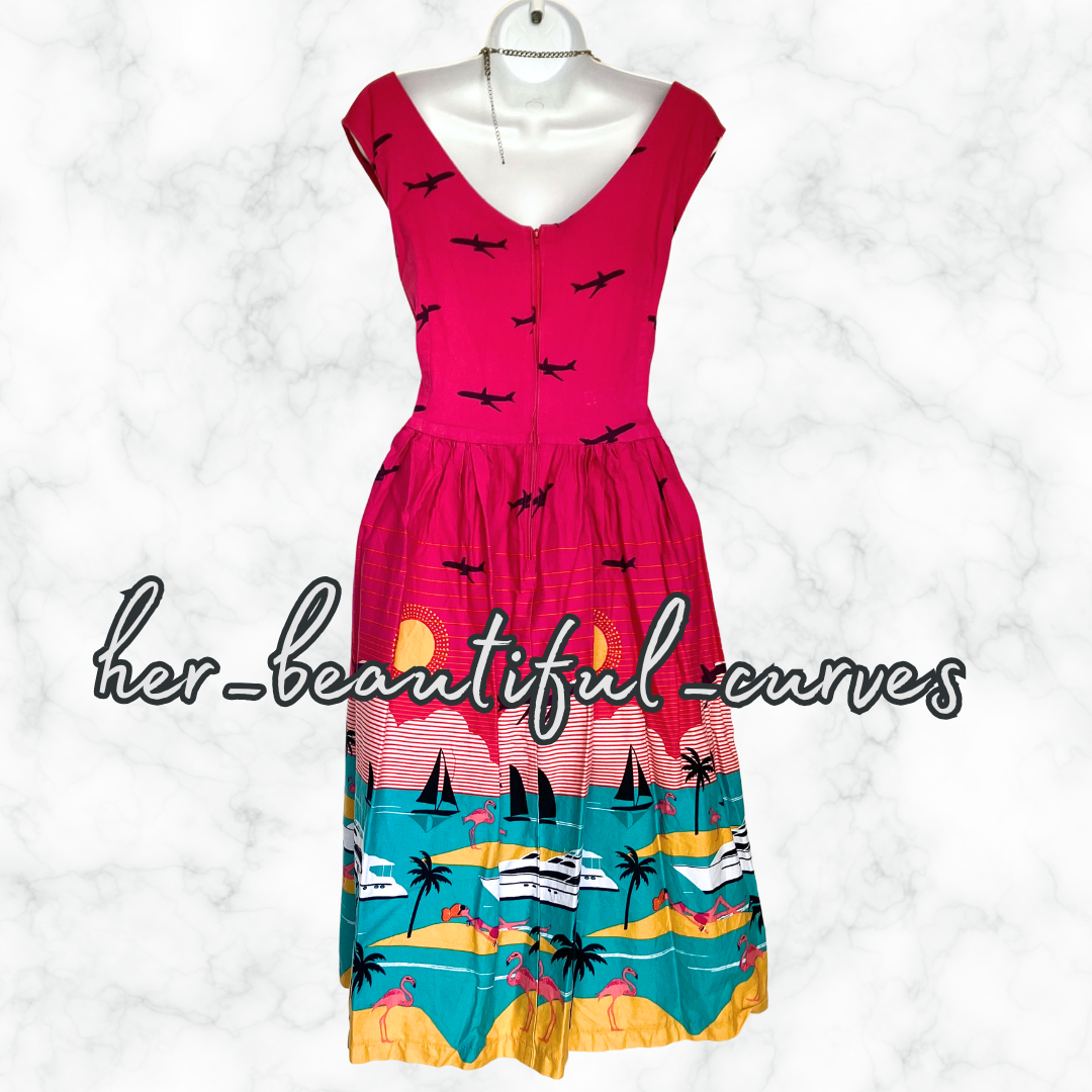 LINDY BOP 50s VINTAGE STYLE OCCASION PARTY DRESS SIZE 16