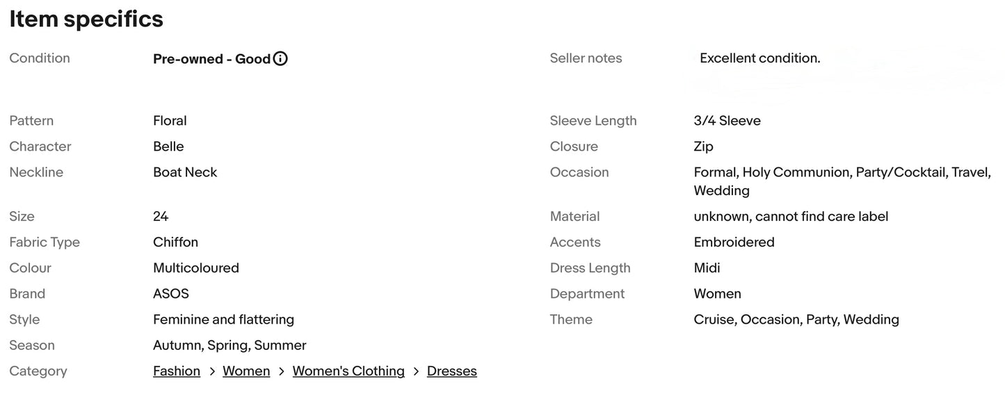 ASOS EMBROIDERED FLORAL WEDDING OCCASION PARTY DRESS SIZE 24