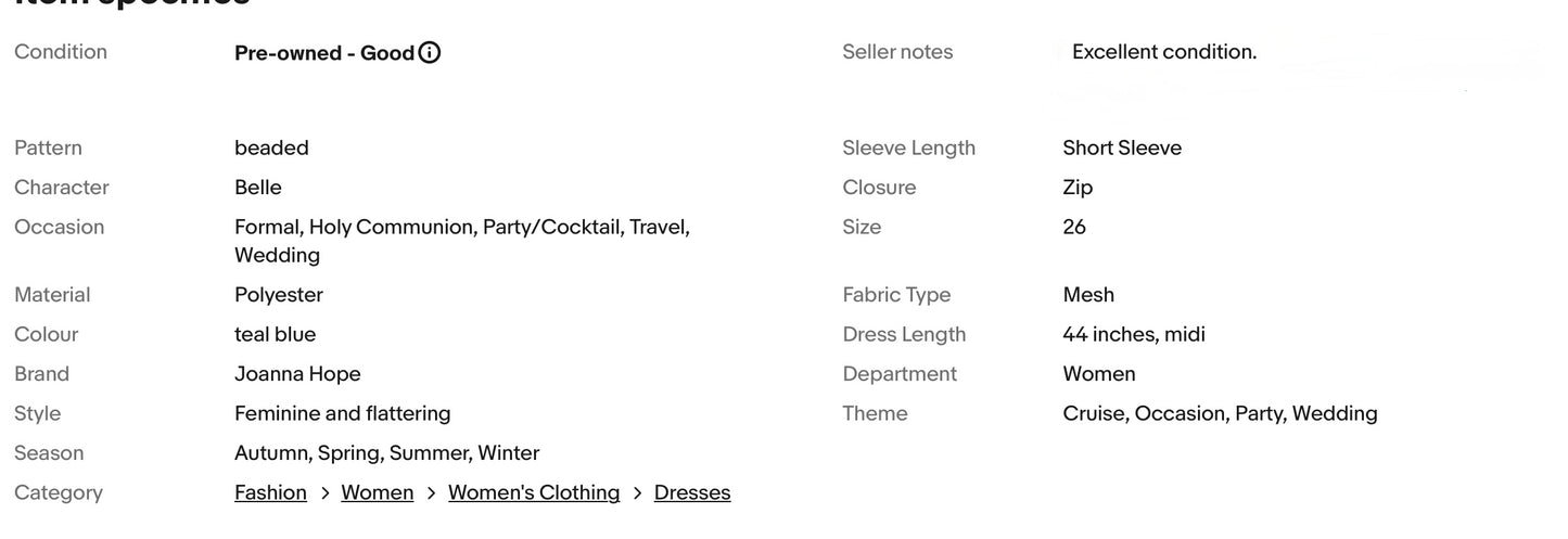 JOANNA HOPE BEADED OCCASION PARTY DRESS SIZE 26