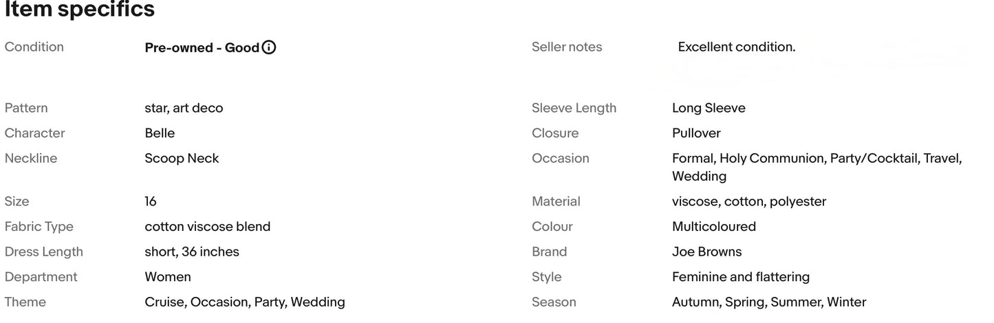 JOE BROWNS QUIRKY & UNIQUE PARTY DRESS SIZE 16