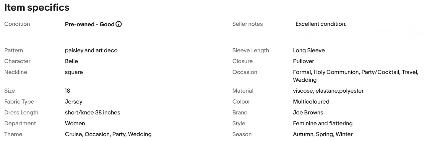 JOE BROWNS PAISLEY ART DECO PRINT JERSEY PARTY DRESS SIZE 18