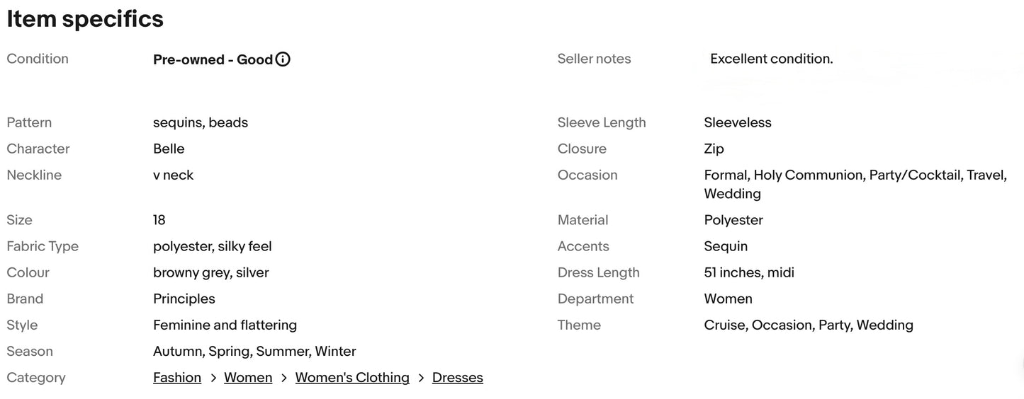 PRINCIPLES SHIMMERING SEQUINS EVENING EMBELLISHED OCCASION PARTY DRESS SIZE 18