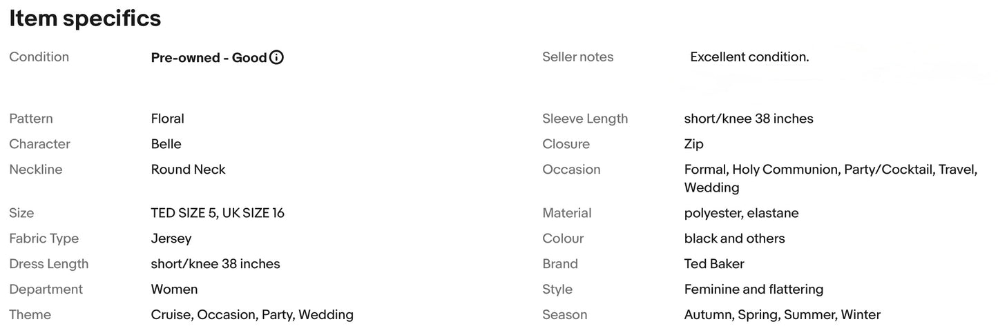 TED BAKER FLORAL PRINT WEDDING OCCASION PARTY DRESS SIZE 5 UK SIZE 16