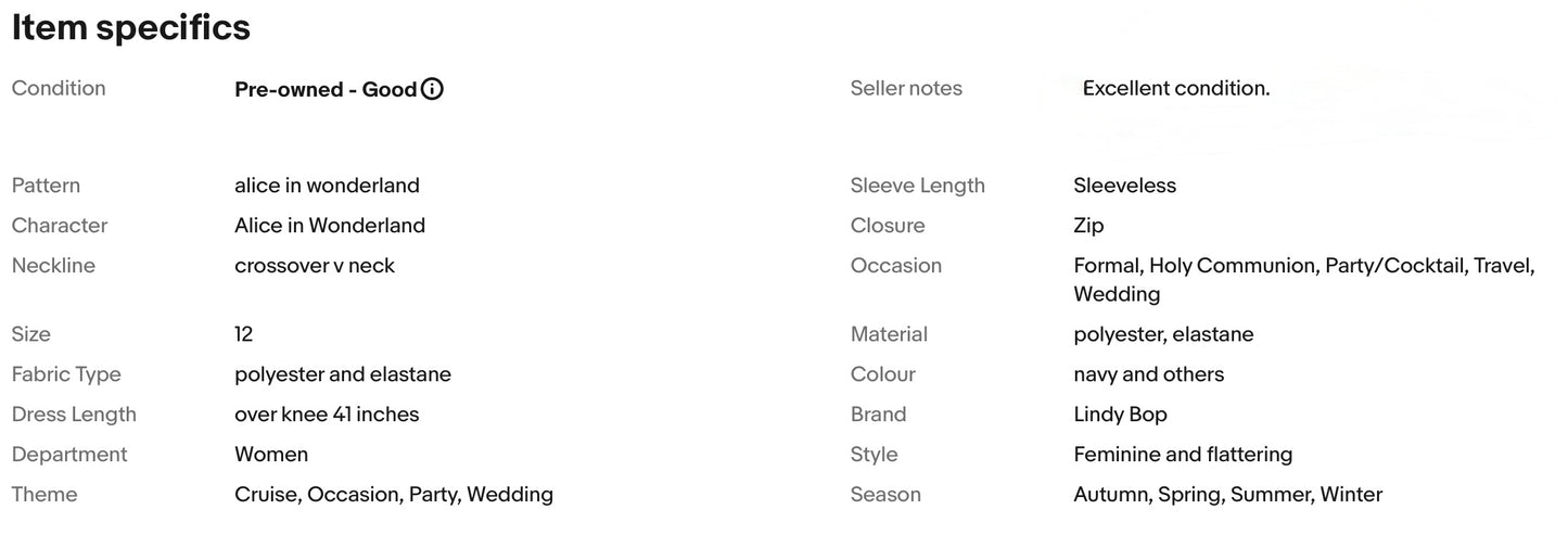 LINDY BOP ALICE IN WONDERLAND PRITN VINTAGE STYLE OCCASION PARTY DRESS SIZE 12