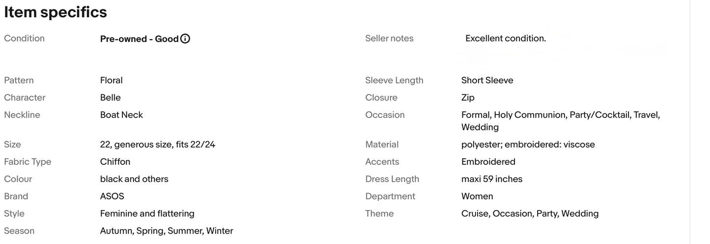 ASOS EMBROIDERED FLORAL WEDDING OCCASION PARTY DRESS SIZE 22 fits 22/24