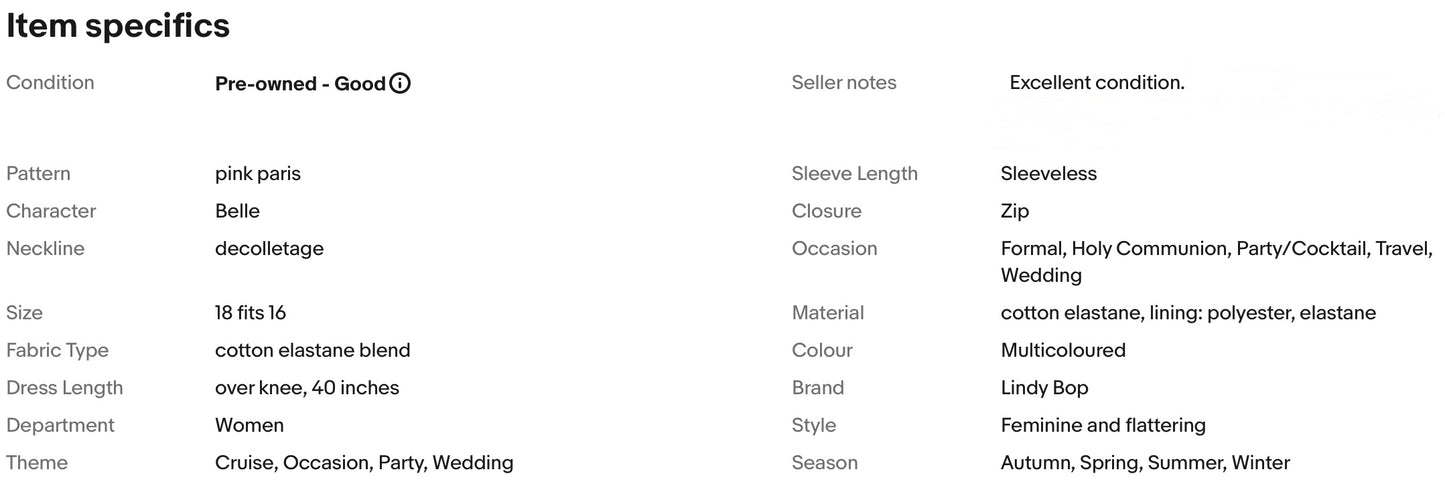 LINDY BOP PINK PARIS PRINT VINTAGE STYLE OCCASION PARTY DRESS SIZE 18 fits 16