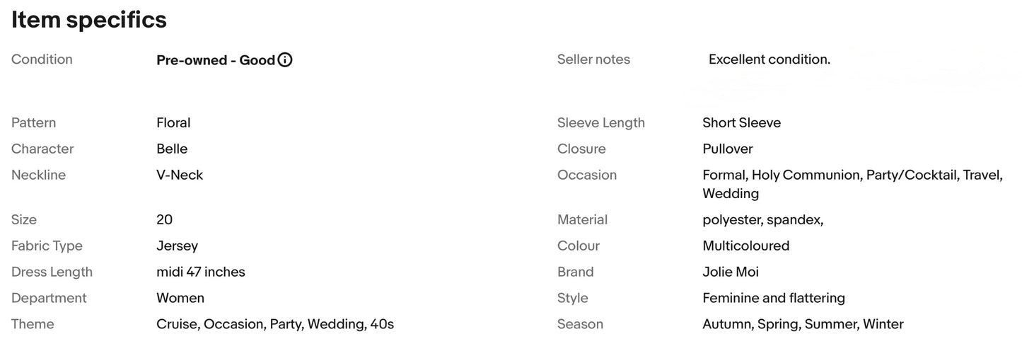 JOLIE MOI FLORAL PRINT 40s JERSEY OCCASION PARTY DRESS SIZE 20