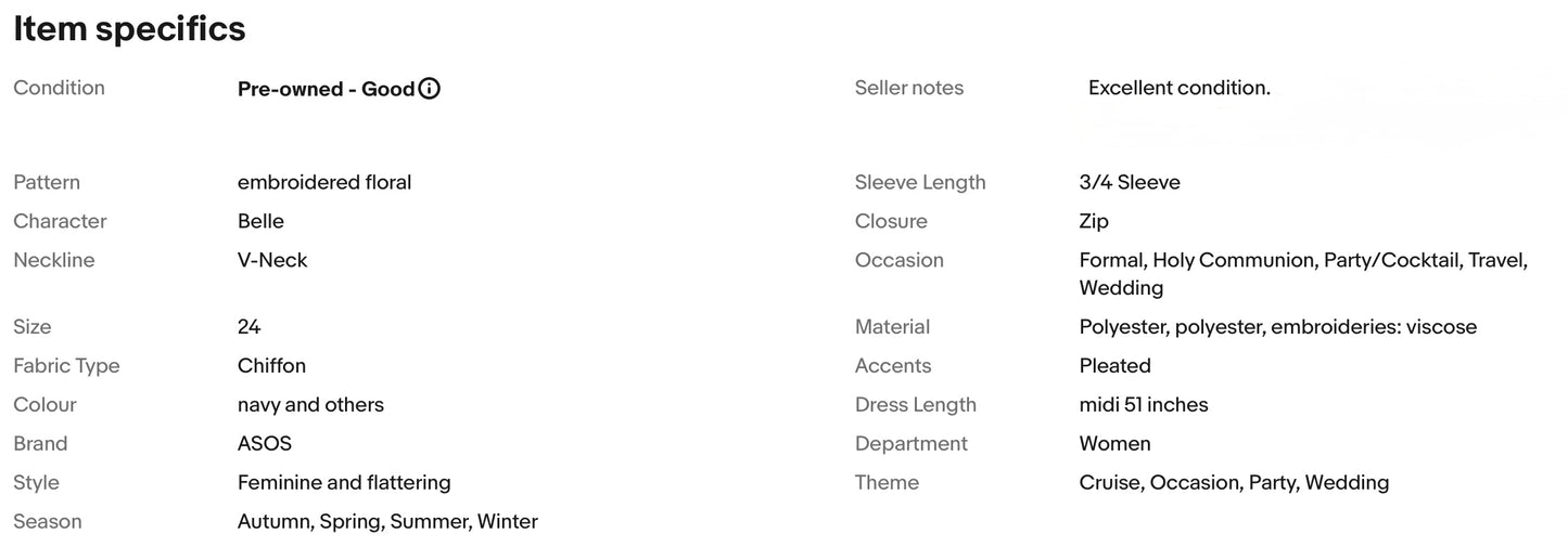 ASOS EMBROIDERED FLORAL PLEATED MIDI OCCASION PARTY DRESS SIZE 24