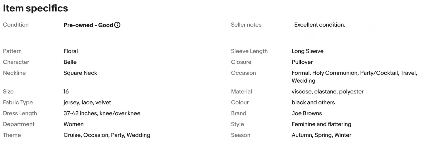 JOE BROWNS QUIRKY & UNIQUE OCCASION PARTY DRESS SIZE 16