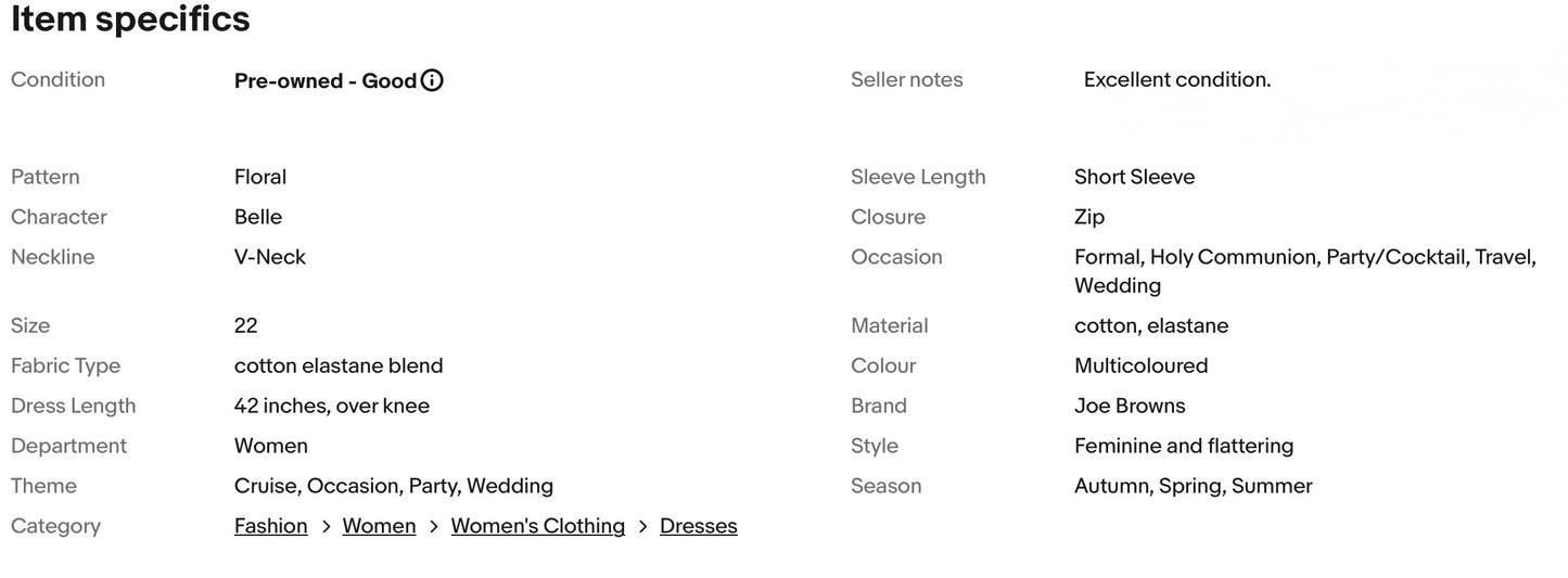 JOE BROWNS FLORAL DRESS WEDDING OCCASION PARTY SIZE 22