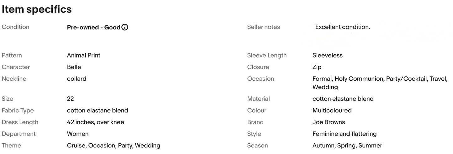 JOE BROWNS ANIMAL PRINT WEDDING OCCASION PARTY DRESS SIZE 22