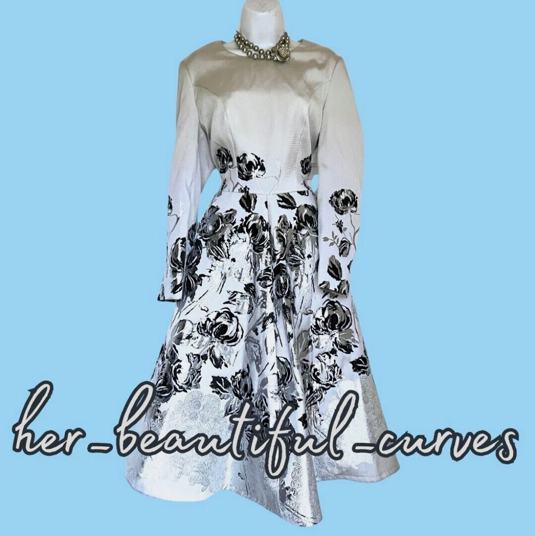 EDKAY GLITTERING JACQUARD FLORAL MOTHER OF THE BRIDE PARTY DRESS SIZE 16