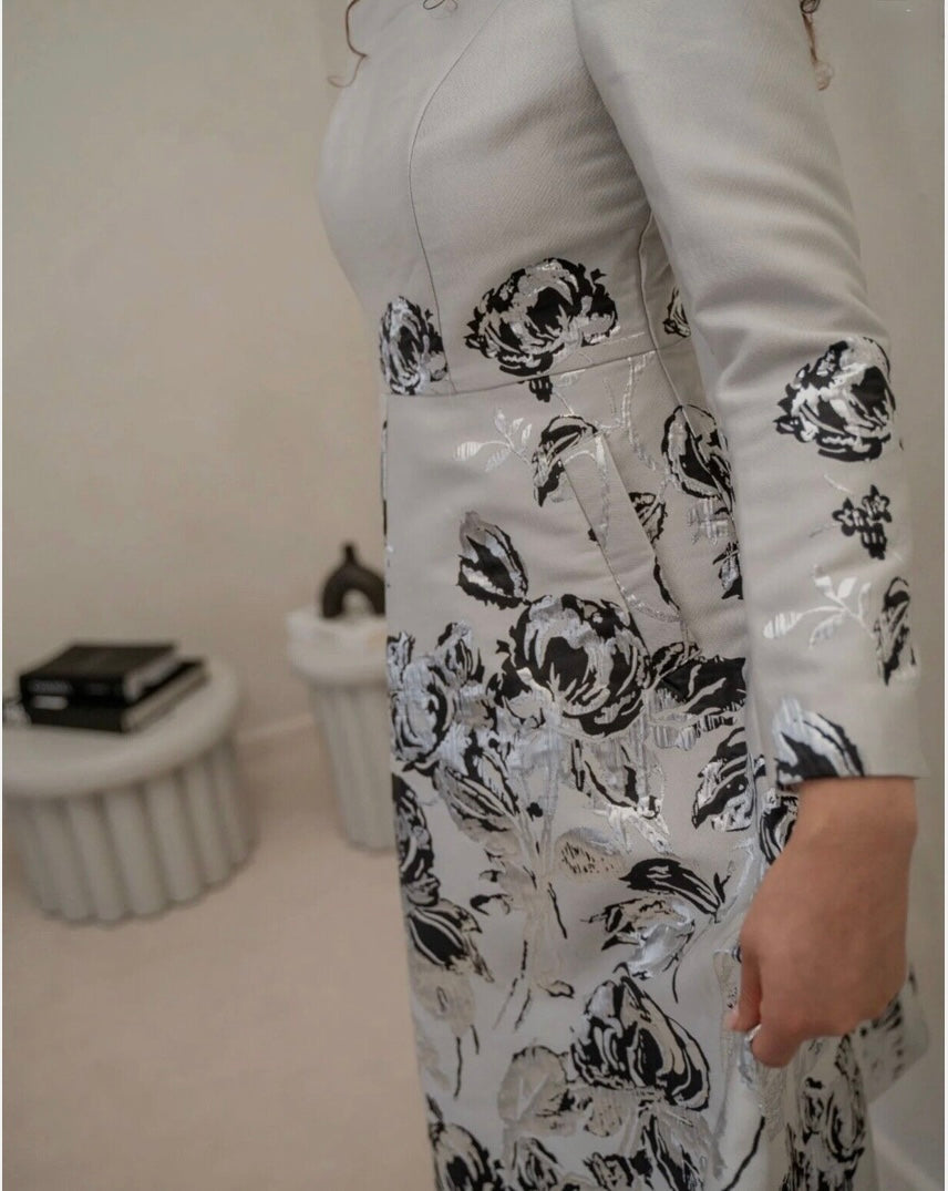 EDKAY GLITTERING JACQUARD FLORAL MOTHER OF THE BRIDE PARTY DRESS SIZE 16