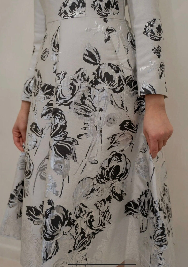 EDKAY GLITTERING JACQUARD FLORAL MOTHER OF THE BRIDE PARTY DRESS SIZE 16